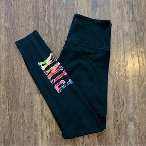 EUC PINK Victoria's Secret leggings black yoga pants high rise high waisted logo